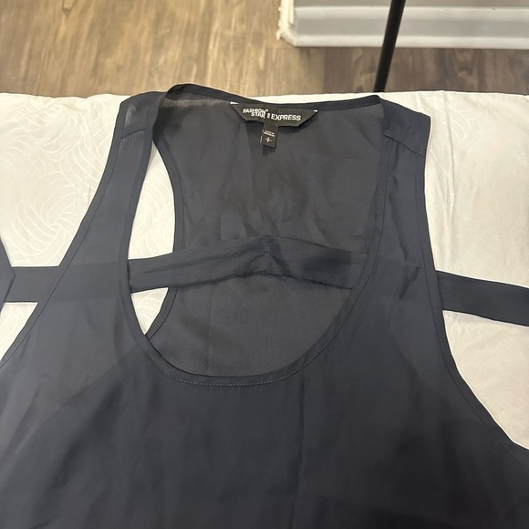 Black Sleeveless Top with Tie Straps - Picture 2 of 5